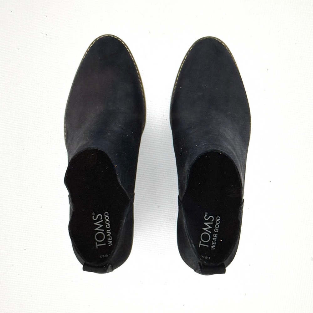 Toms Eliza Black Nubuck Leather Wedge Heel Ankle Boots Women’s Size 8.5 NWOT - Picture 7 of 14